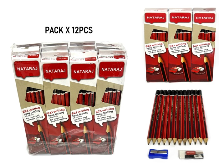 Set 12 Lapices Negros + Goma + Sacapuntas HB12oo