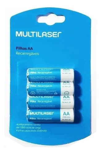 Pack 4 Pilas Recargables AA Multilaser ddÂ 