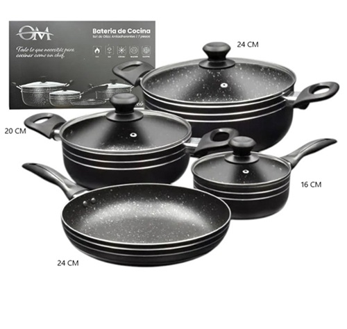 Set Cocina 7 Piezas Antiadherentes OM-SET7ii