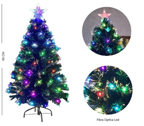 Arbol Navidad Iluminacion Led y Fibra Optico 90cm POL-31A