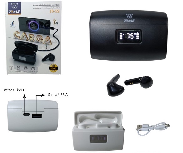 Auricular y Power Bank Carga Digital JS-52ii