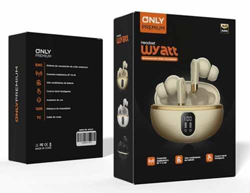 Auriculares Inalambricos Wyatt Carga Digital Col Varios