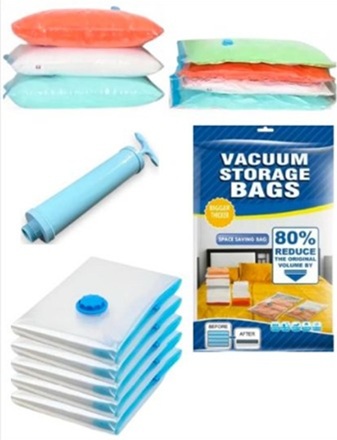 Kit 5 Bolsas al Vacio con Bomba y Ganchos oo
