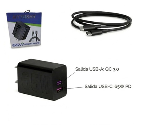 Cabezal Turbo Cargador USB + TC 65w HY-65Wii