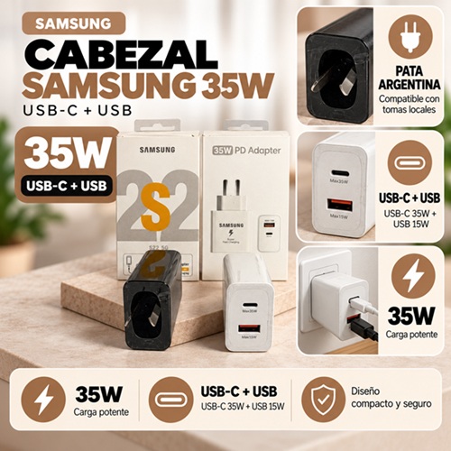 Cabezal de Carga USB + USB Type C Samsung 35w oo