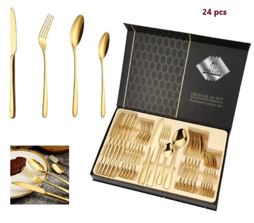 Set de 24 Cubiertos Dorados Alta Calidad 1012Cii