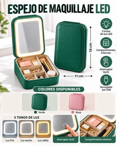 Caja de Maquillejas con Espejo Tuch con Iluminacon CAMI001oo