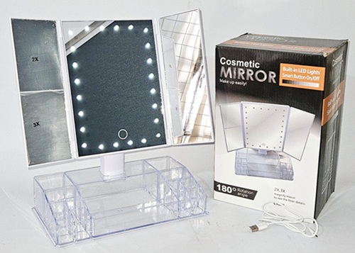 Espejo con Luz Pleg Aumento Org Maquillaje ESPE-180oo