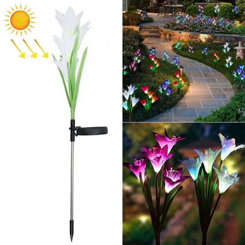 Kit 2 Estacas Solares Flor Lirio KQ-1001Â 