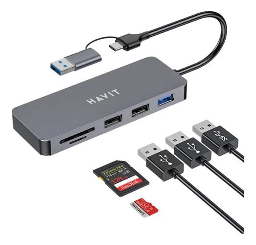 HUB y Lector USB 3.0 y Type C Havit H41