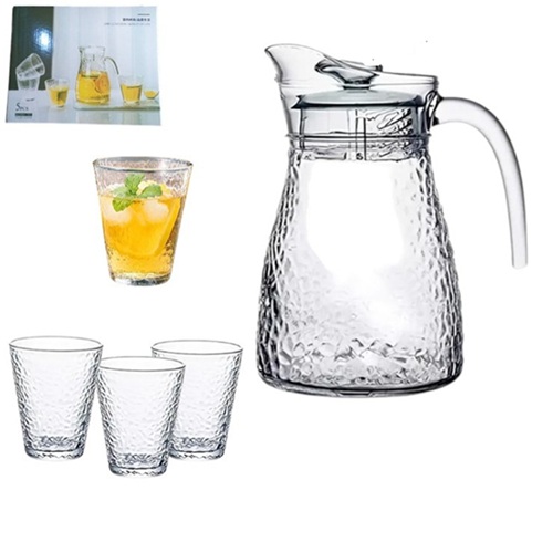 Jarra Vidrio + 4 Vasos de Vidrio 4461ii