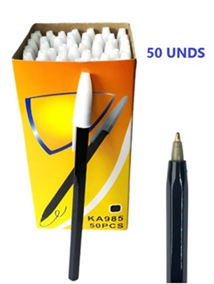 Set Caja 50 Lapiceras Clasicas Negras KA985ii