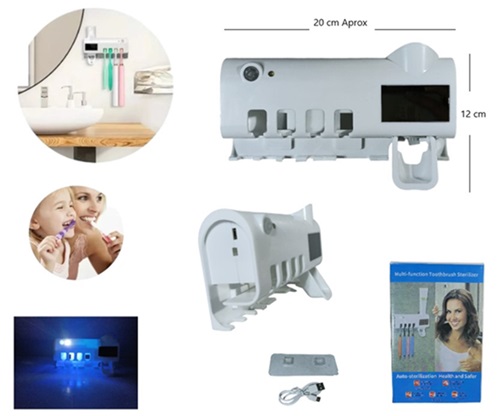 Porta Sepillos Dentales Limpiador UV Dosificador Pasta ML-100ii