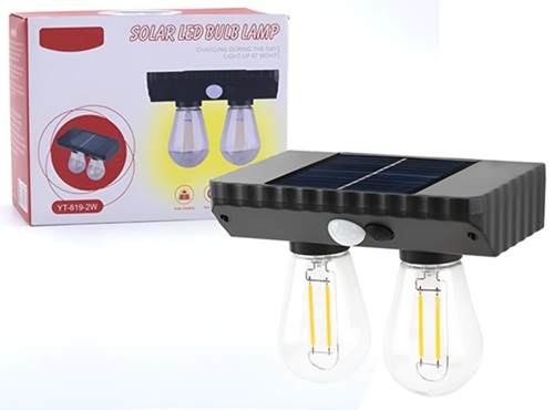Aplique Solar 2 Focos Filamento Luz Pot YT-819-2W