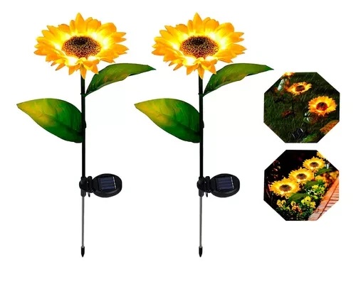 Kit 2 Estacas Solares Girasoles KQ-1002