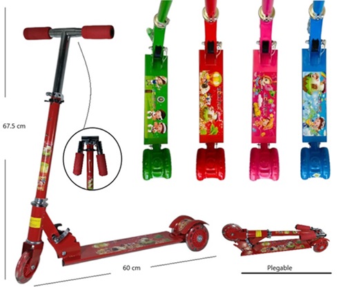 Monopatin Metalico con Luz Motivos Variados 912ii