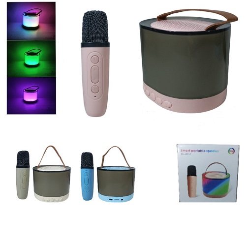 Parlante con Microfono Inalambrico II K52 +USB Luces etc
