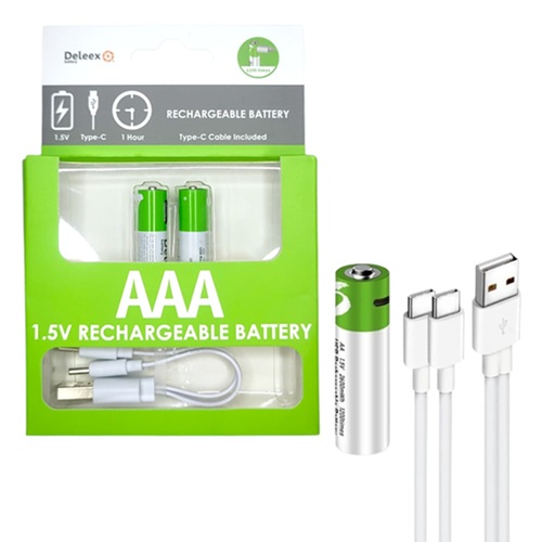 Kit 2 Pilas Recargables aaa Ficha Type C mm