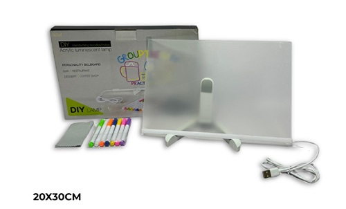 Pizarra 20x30 Led Usb c/Marcadores + base y fuenteÂ 