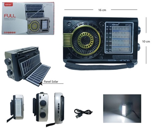 Radio AM-FM Grande 2027ii Carga Solar USB Linterna etc
