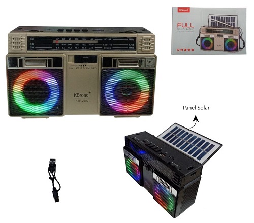 Radio Vintage Carga USB y Solar + BT USB etc 2209ii