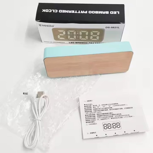 Reloj Led Despertador Simil Madera 5821nn