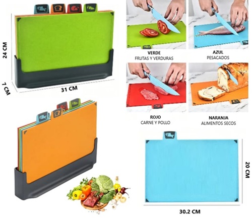 Set Cocina 4 Tablas de Picar 83ii