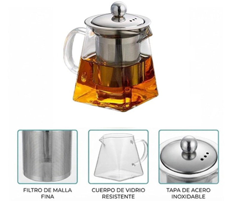 Tetera de Vidrio con Infusion Alta Calidad 767ii