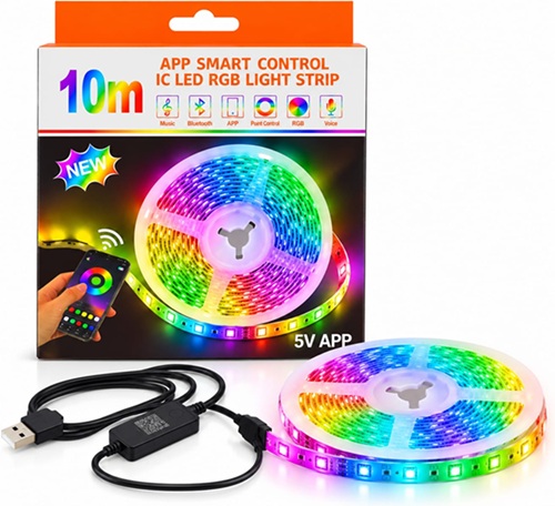 Tira Led Inteligente RGB IC 10 metros App y Control 9003nn