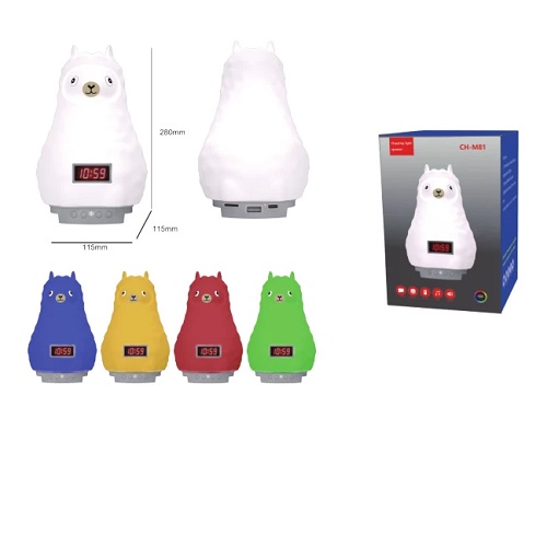 Velador LED RGB CH-M81 +Reloj+Radio+BT+USB+Memoria