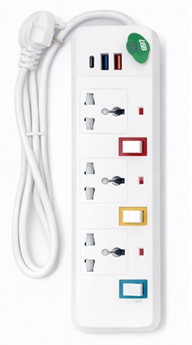 Zapatilla 3 Tomas + 2 USB + 1 USB TC  13192pr