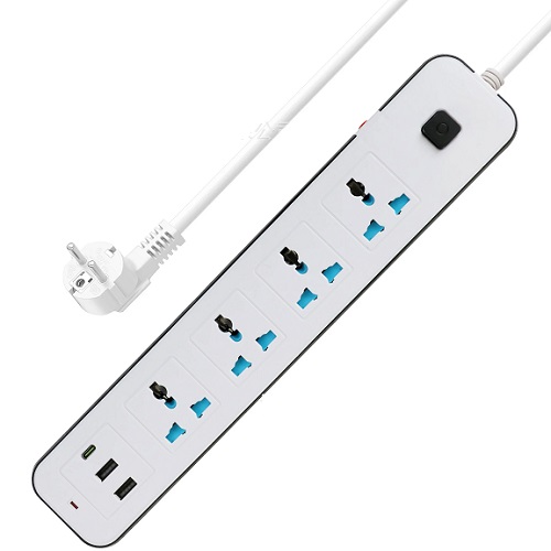 Zapatilla 4 Multitomas 220v AMT-636 + 2 USB +1 TypeÂ CÂ 
