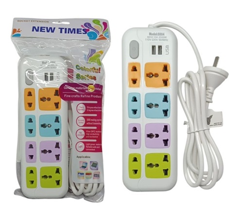 Zapatilla 8 Tomas + 2 Cargador USB 8804ee